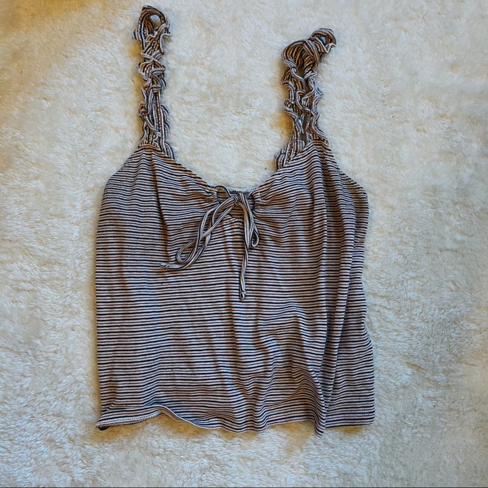 Striped Crop Tank Top | Ruffle Straps